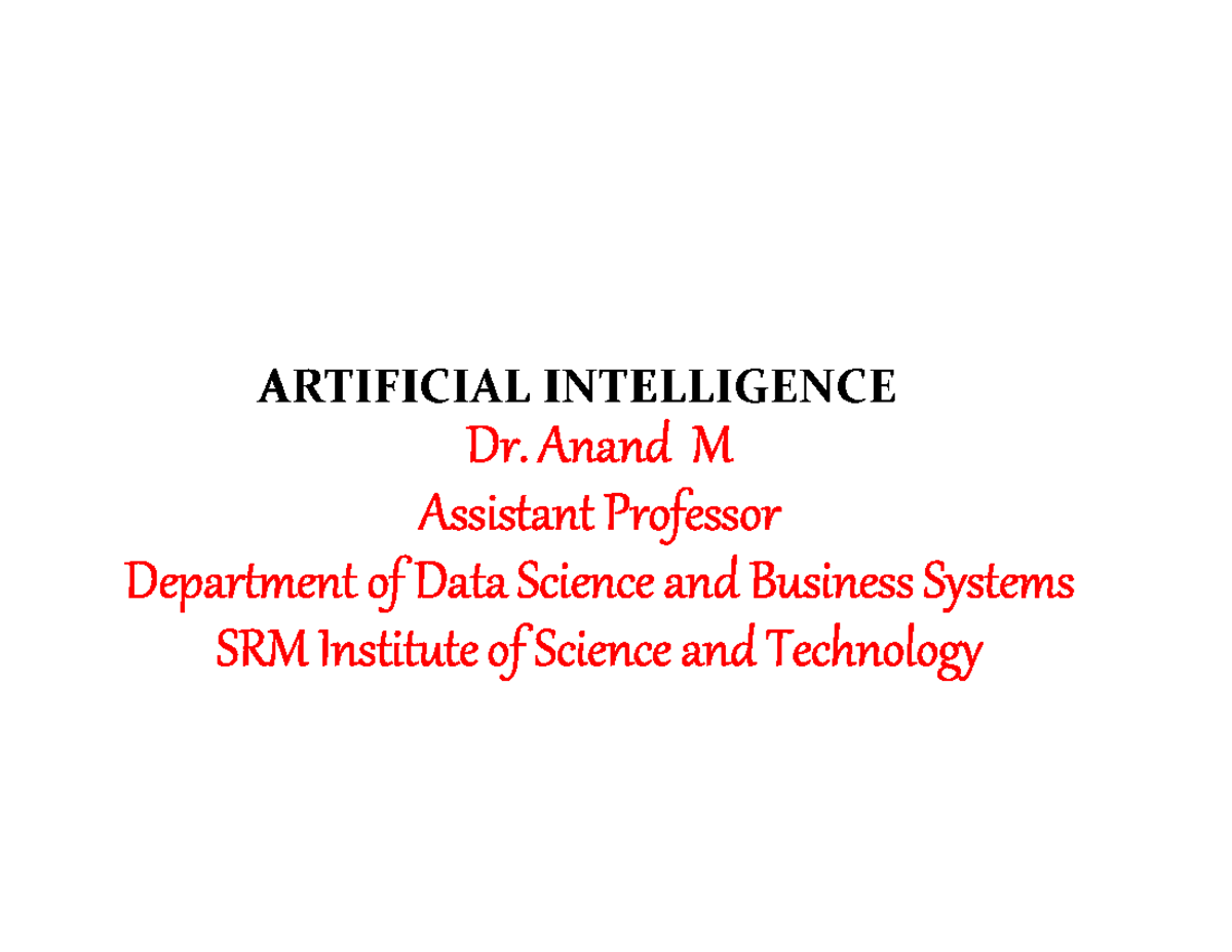 AI 101: Introduction to Artificial Intelligence - Unit 1 Overview - Studocu
