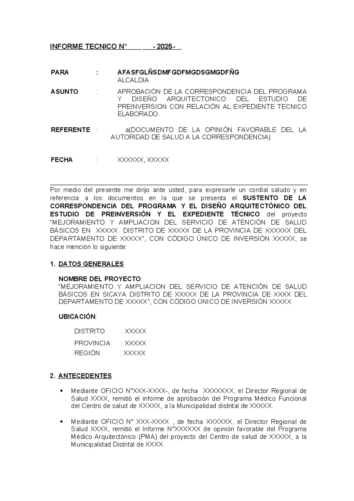 Informe Técnico de Correspondencia: Diseño Arquitectónico y Salud UPSS - Document Preview