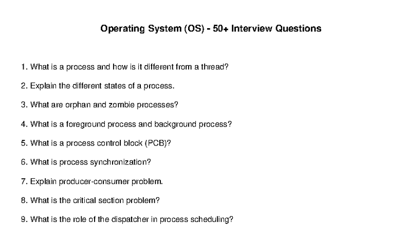 OS & Networking Interview Questions: Key Concepts & Differences - Studocu