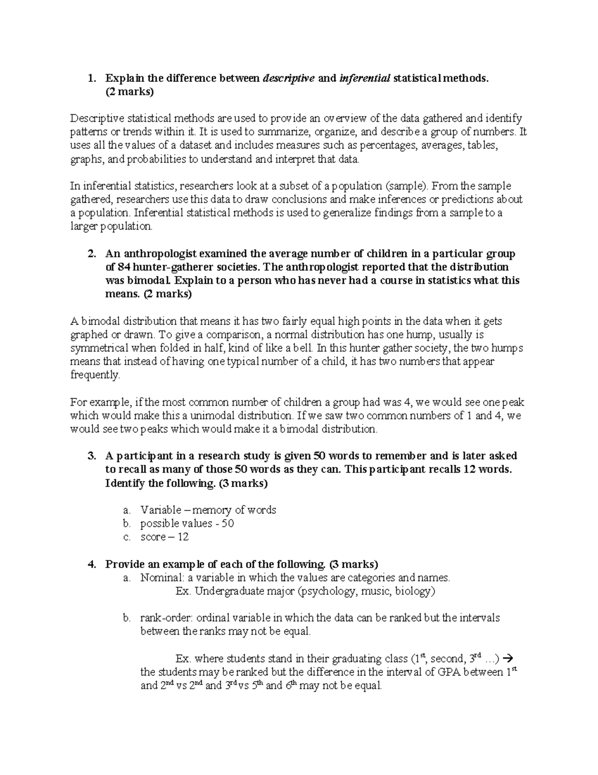 SOCI301 Assignment 1 - Explain the difference between descriptive and ...