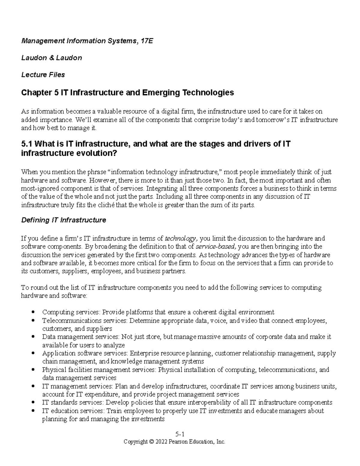 Chapter 5: IT Infrastructure & Emerging Tech in MIS 17E Lecture Notes ...