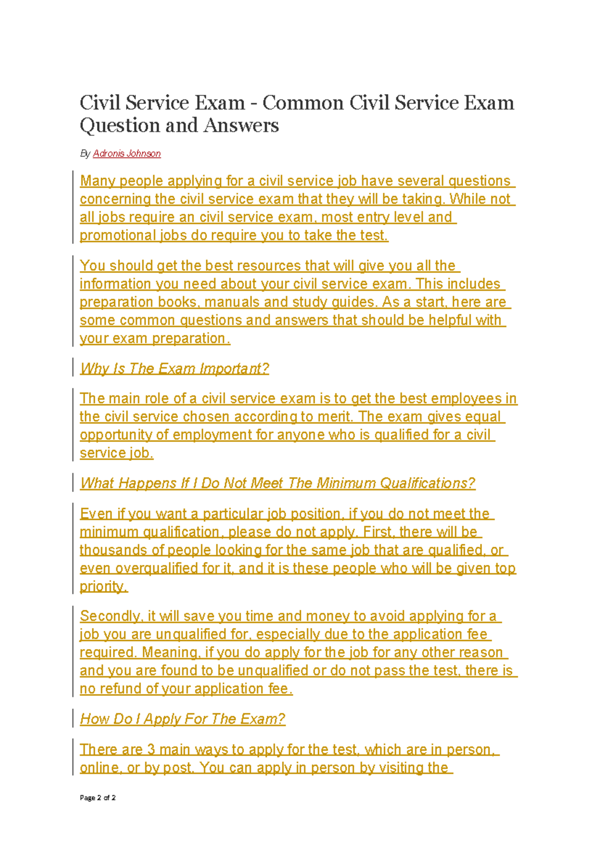 Civil Service Reviewer - Civil Service Exam - Common Civil Service Exam ...
