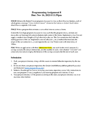 PA10 - Java - Programming Assignment 10 Due: Dec 02 , 2021@11:59pm P18 ...