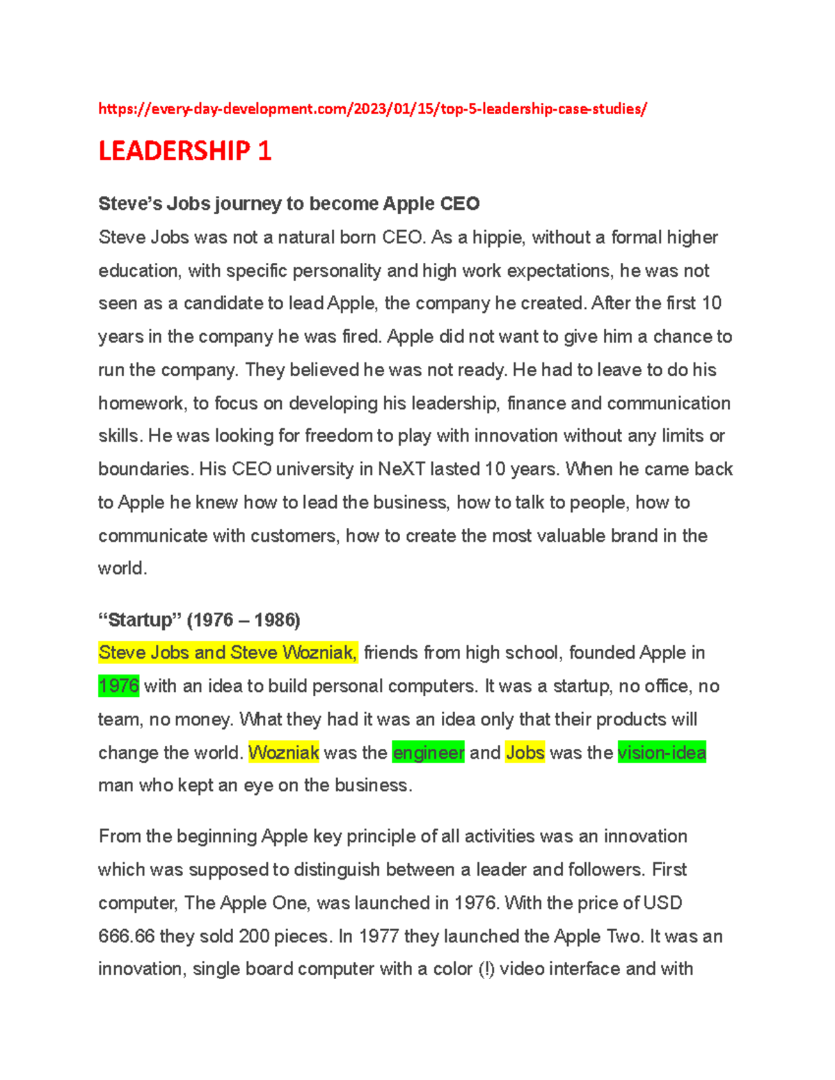 Lesson 3 Leadership Job and Musk - every-day-development/2023/01/15/top ...