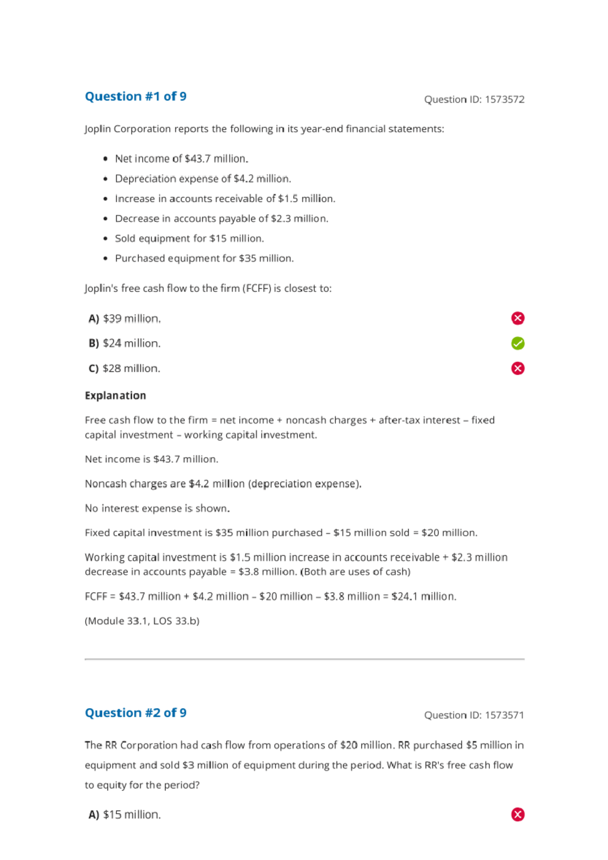 Analyzing Cash Flow Statements II - Solutions for Reading 33 - Studocu