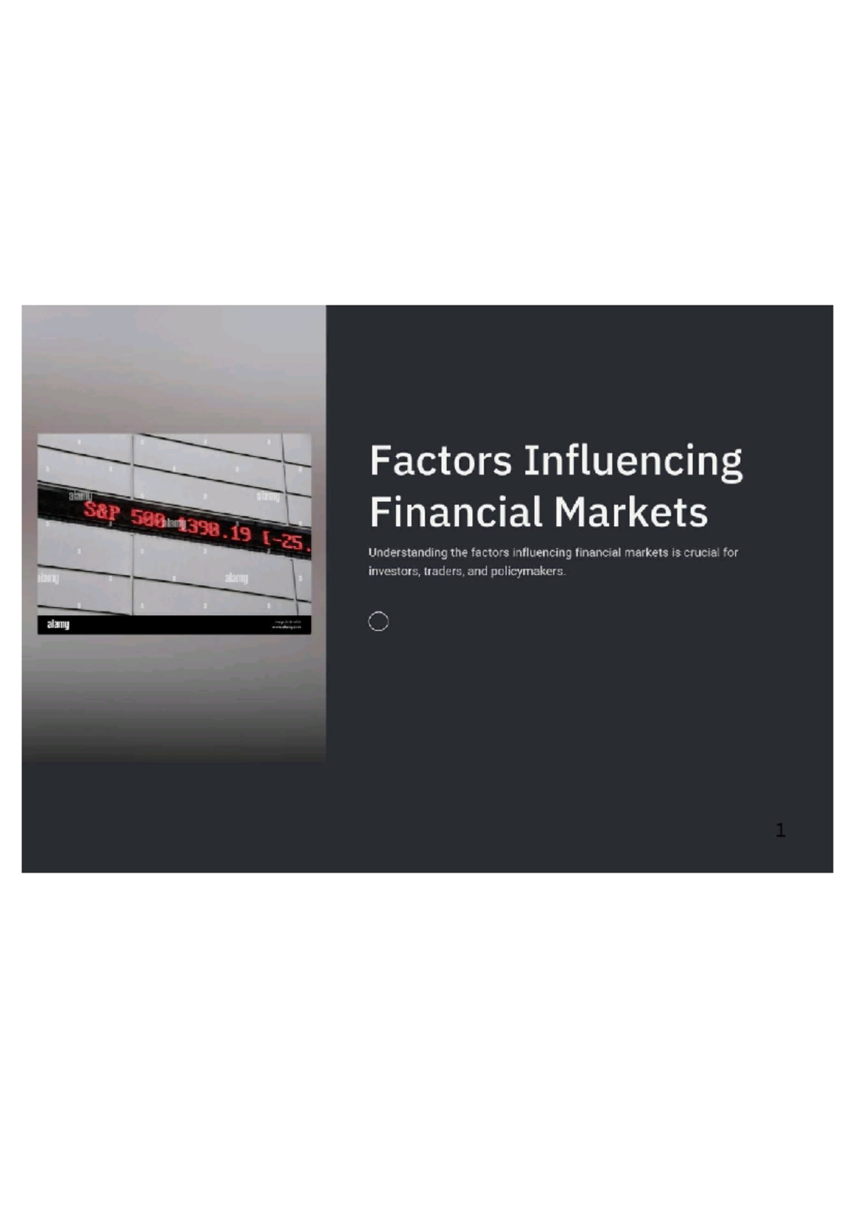 Summary of Key Factors Influencing Financial Markets in Economics (ECO ...