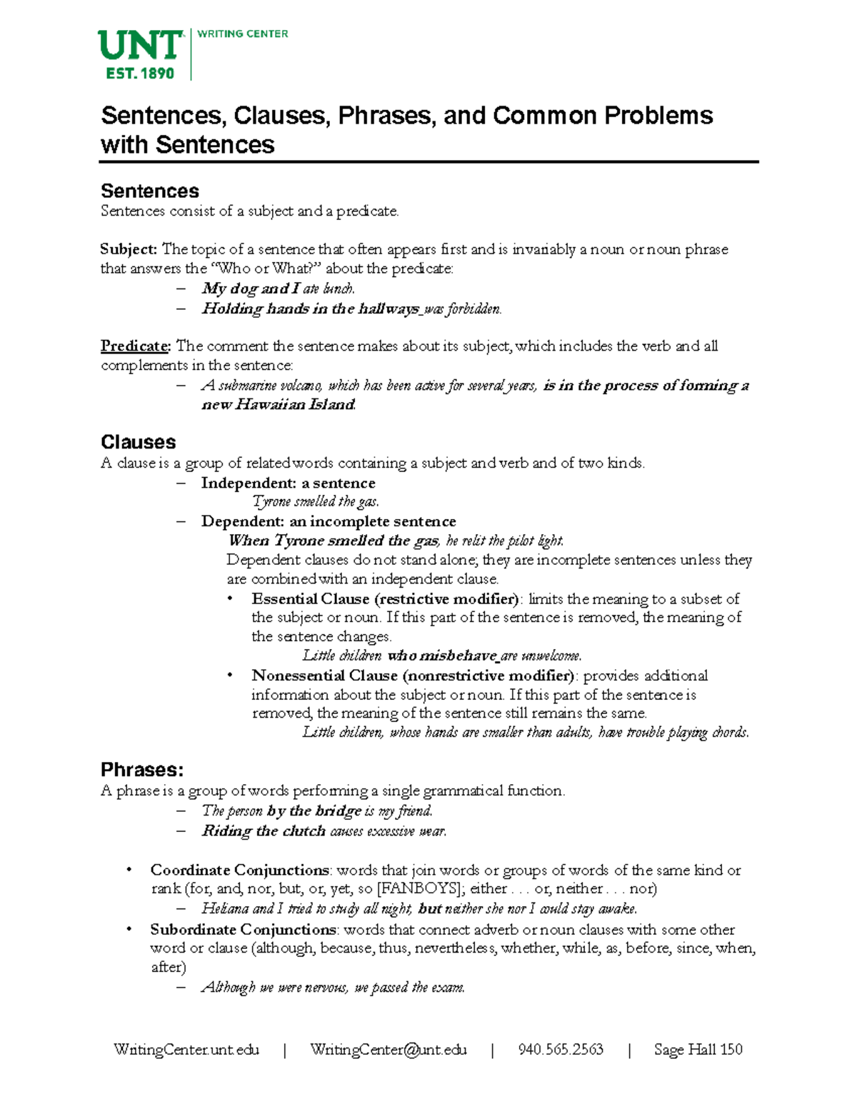 Common Sentence Errors: Understanding Sentences, Clauses, and Phrases ...