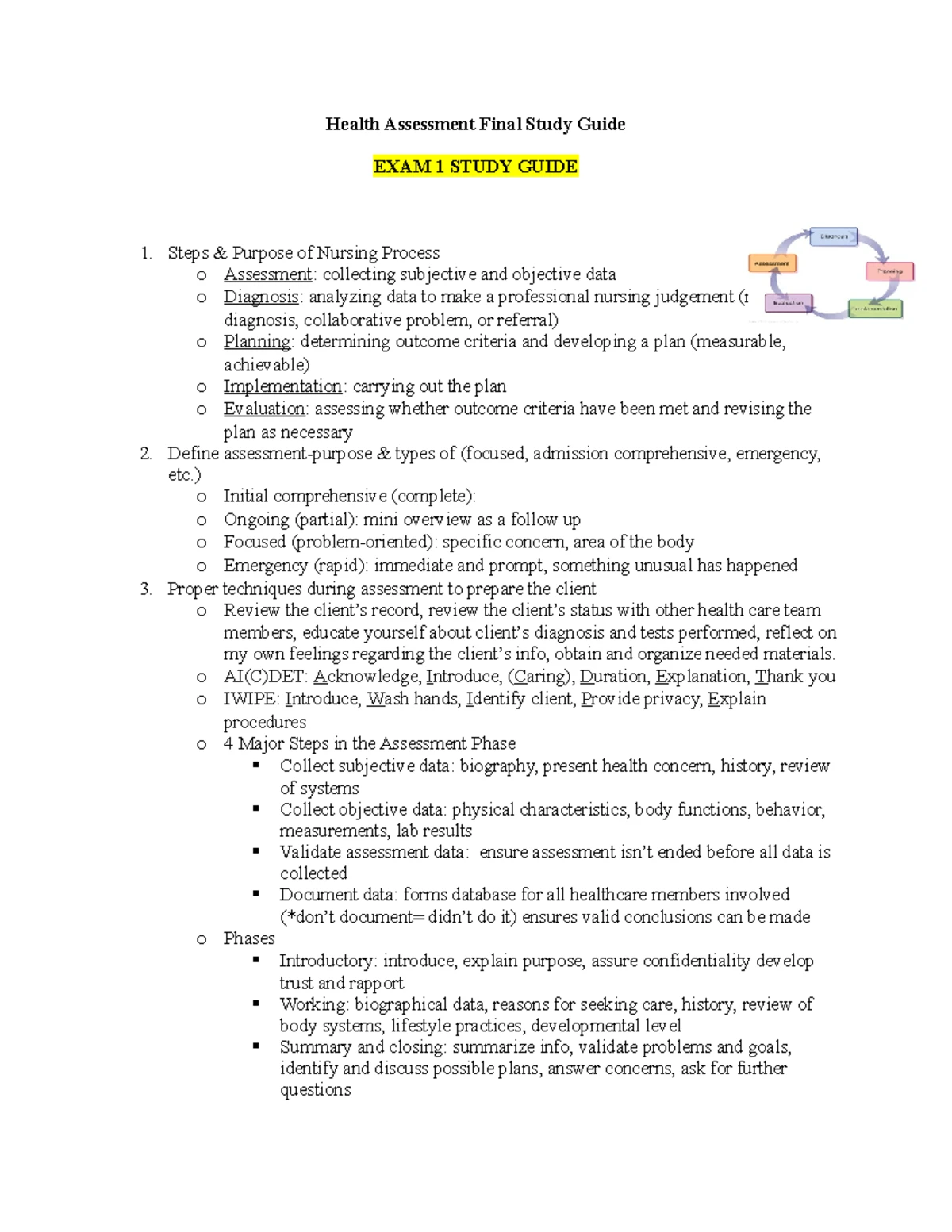 Chapter 4 Study Guide: Health History and Symptom Exploration - Studocu