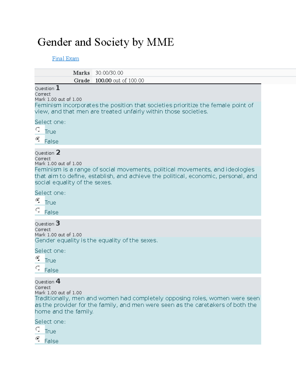 Gender and Society FNL Exam Study Guide for Midterm Evaluation - Studocu