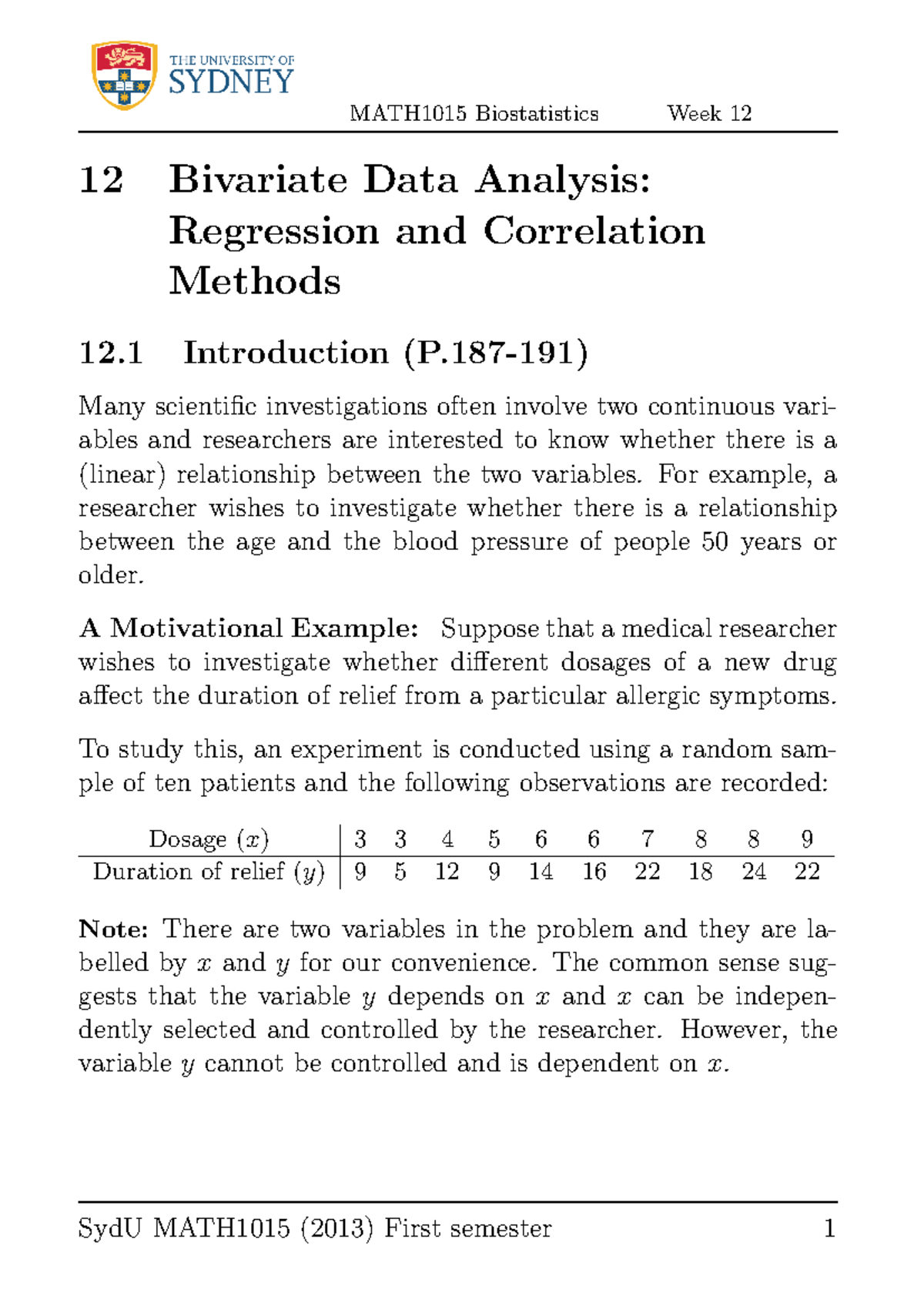 Bis13 12 nosol - abc - 12 Bivariate Data Analysis: Regression and ...