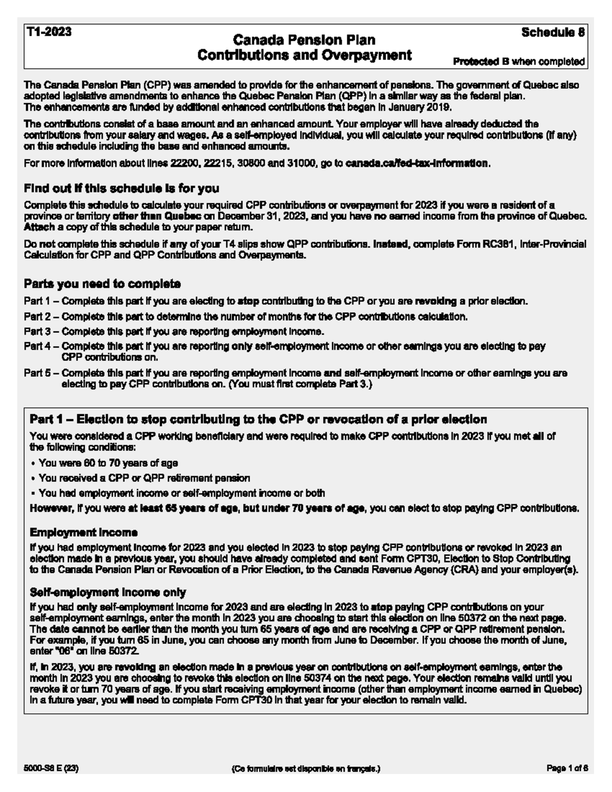 5000-S8 - i dont know - Schedule 8 Canada Pension Plan Contributions ...