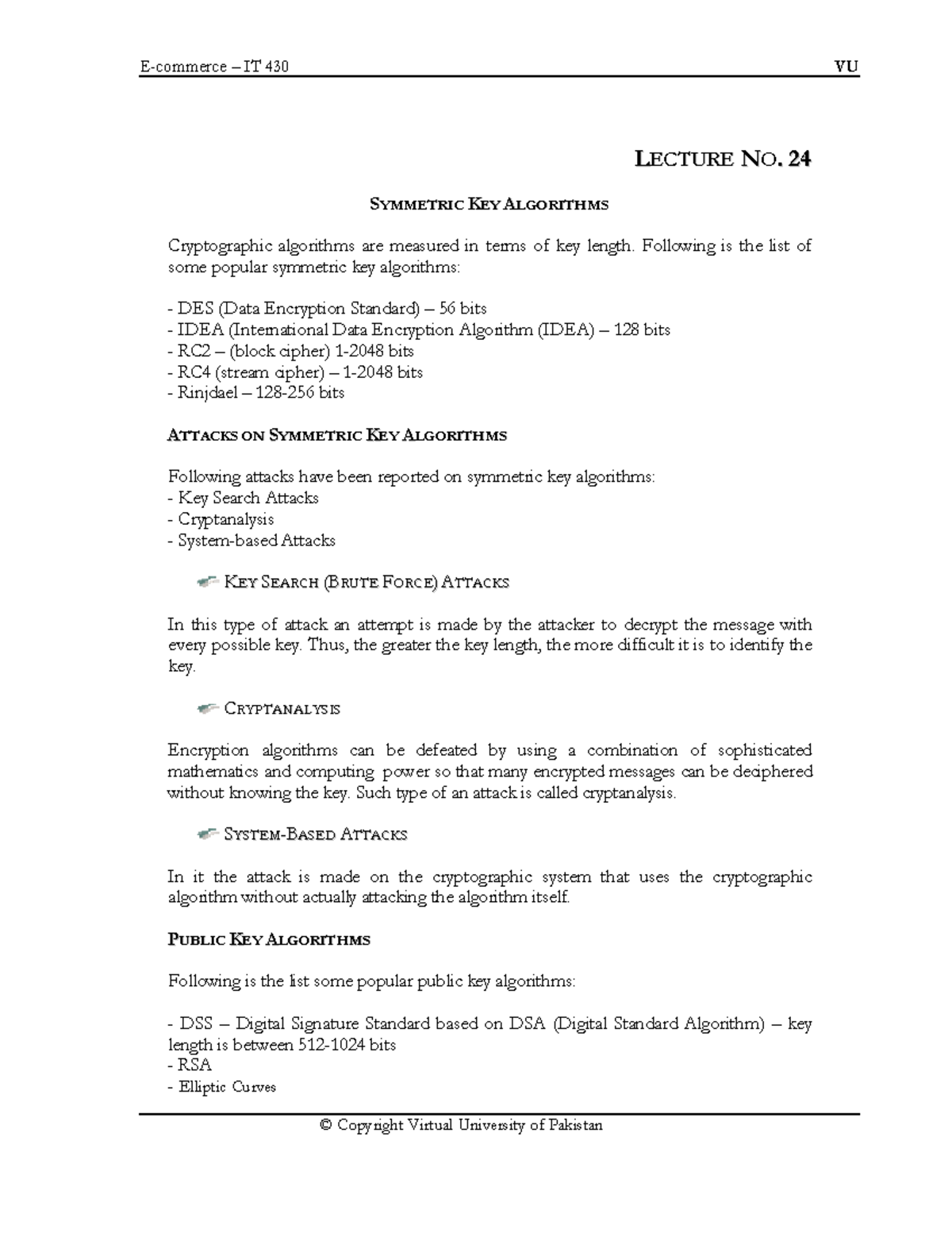 IT 430 E-Commerce 24 - Lecture Notes on Symmetric & Asymmetric ...