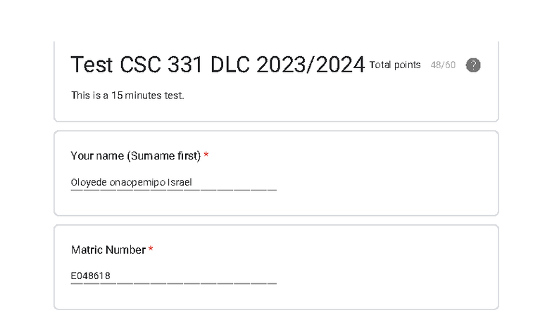 Test CSC 331 DLC 2023-2024: Programming Concepts Assessment - Studocu