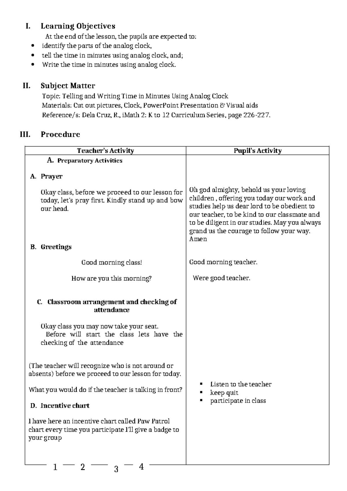 Grade 2 mathematics Detailed lesson plan - I. Learning Objectives At ...