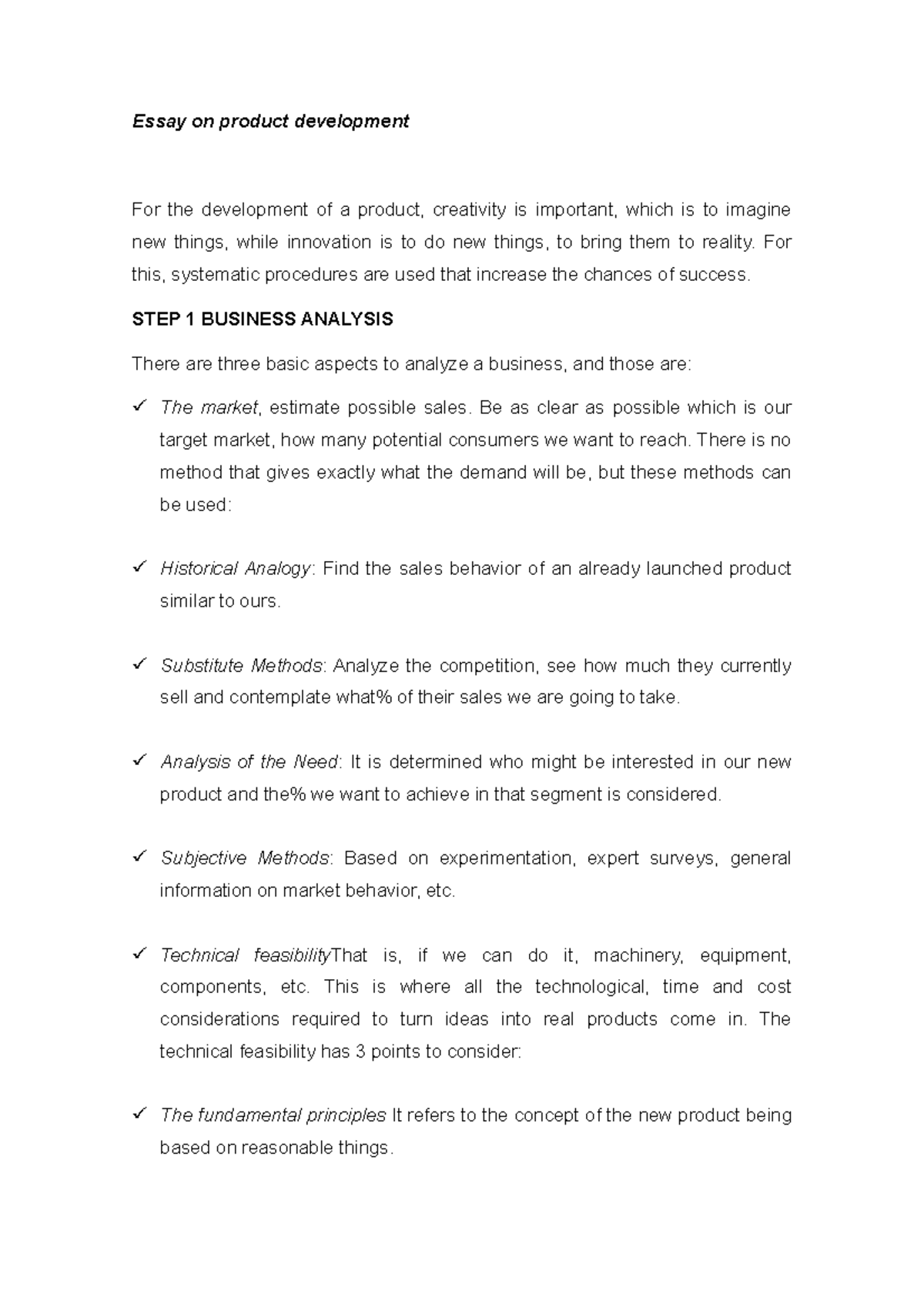 Essay on product development - For this, systematic procedures are used ...