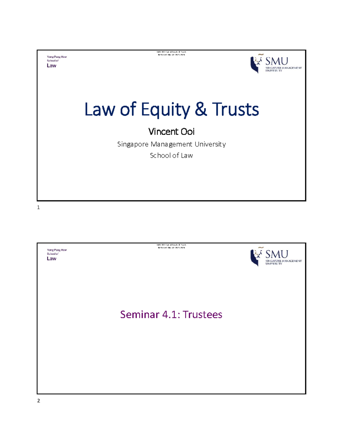 LAW 303: Seminar 4 - Trustees and Their Duties in Equity Trusts - Studocu