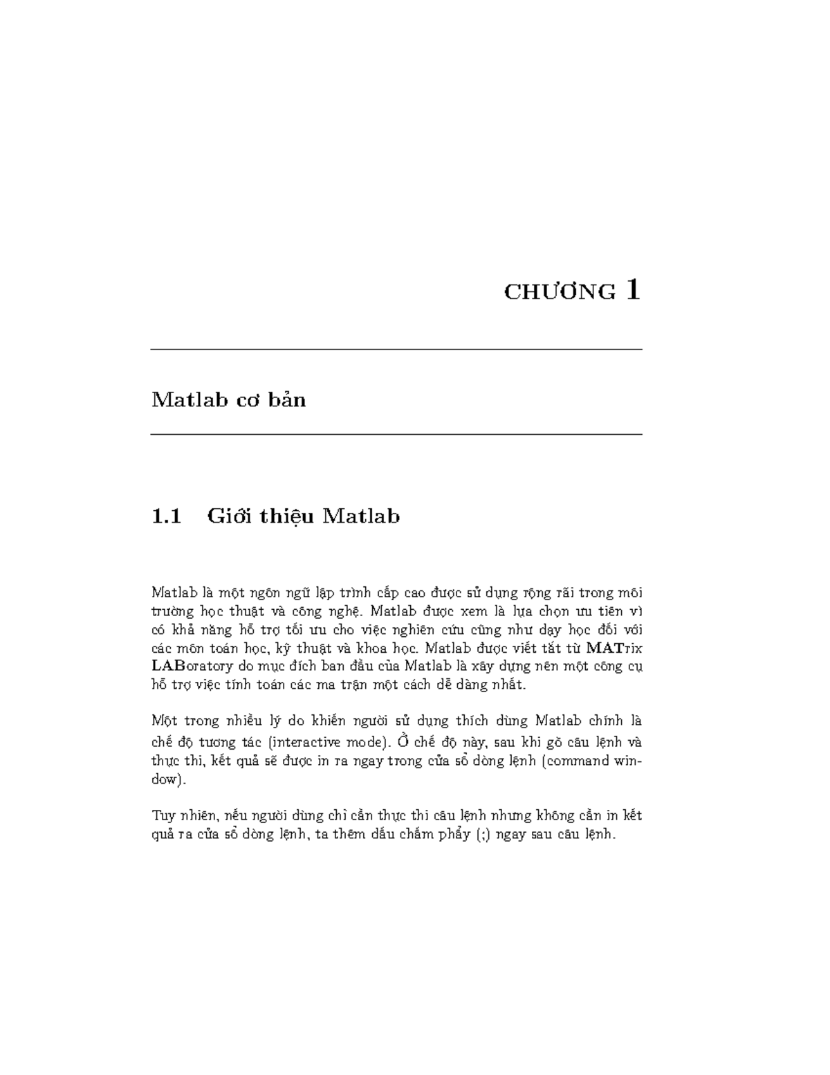 Chuong 1 thuc hanh matlab - CHƯƠNG 1 Matlab cơ bản 1 Giới thiệu Matlab ...