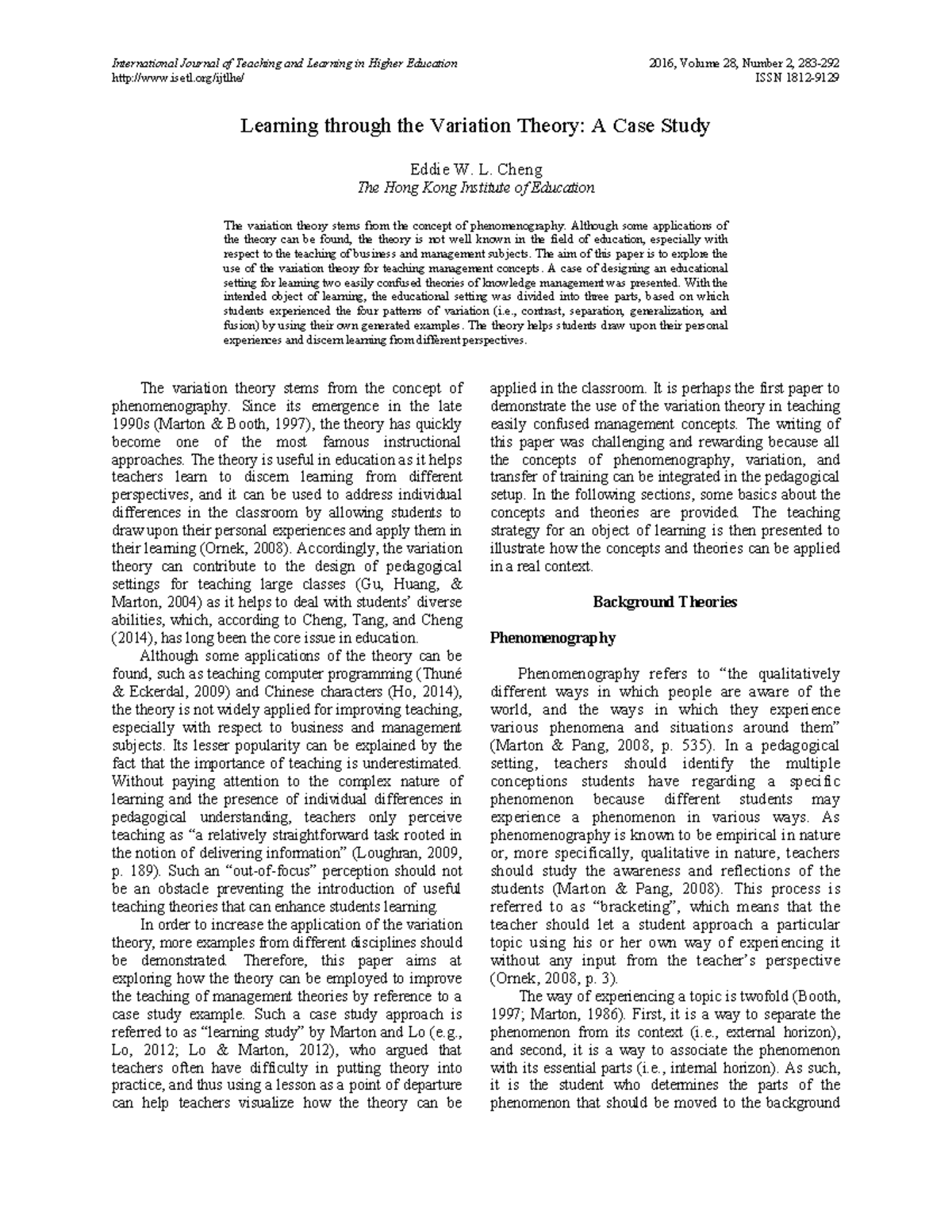 Variation theory - GOOD - International Journal of Teaching and ...