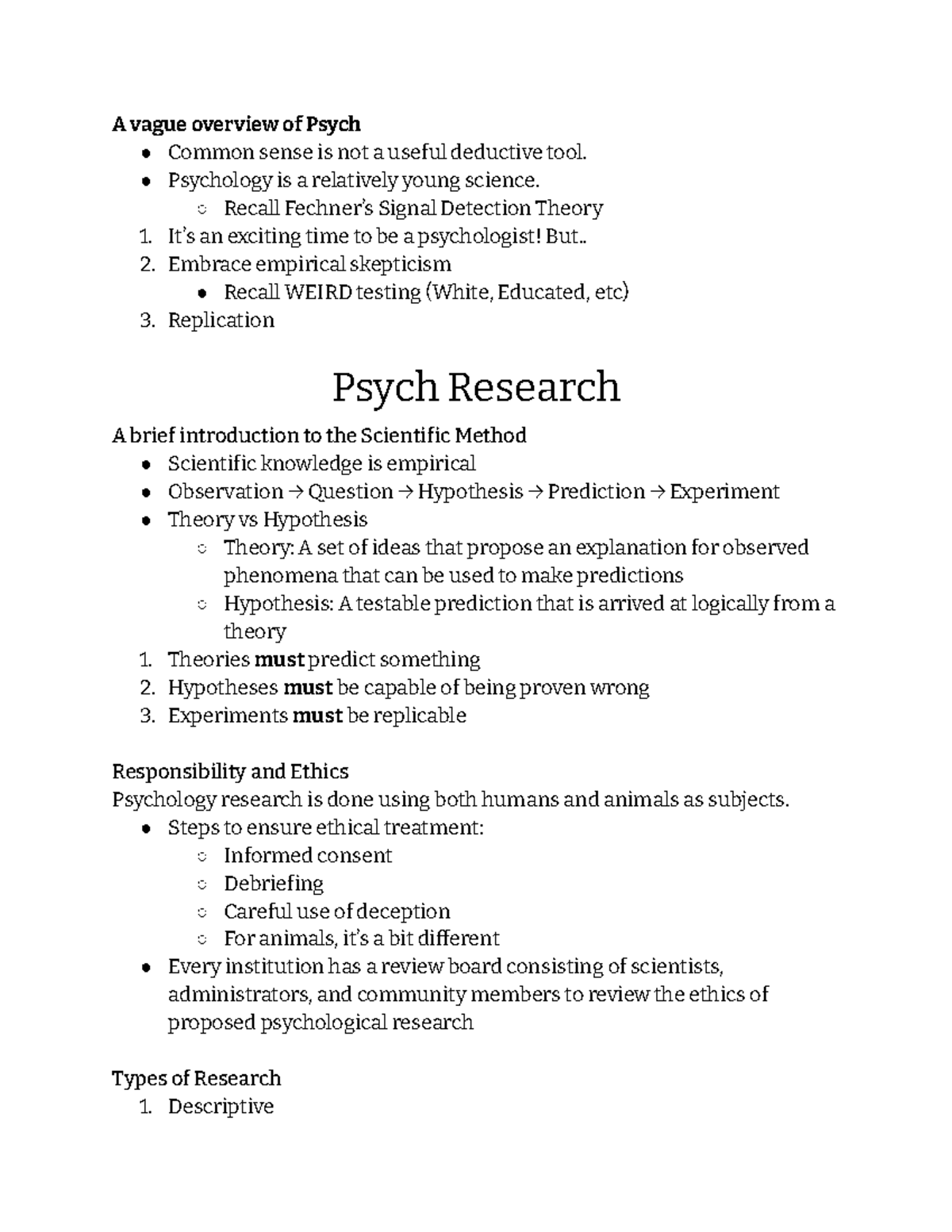 Psych 202 - Lecture Notes on Chapters 1-3: Overview of Psychology - Studocu