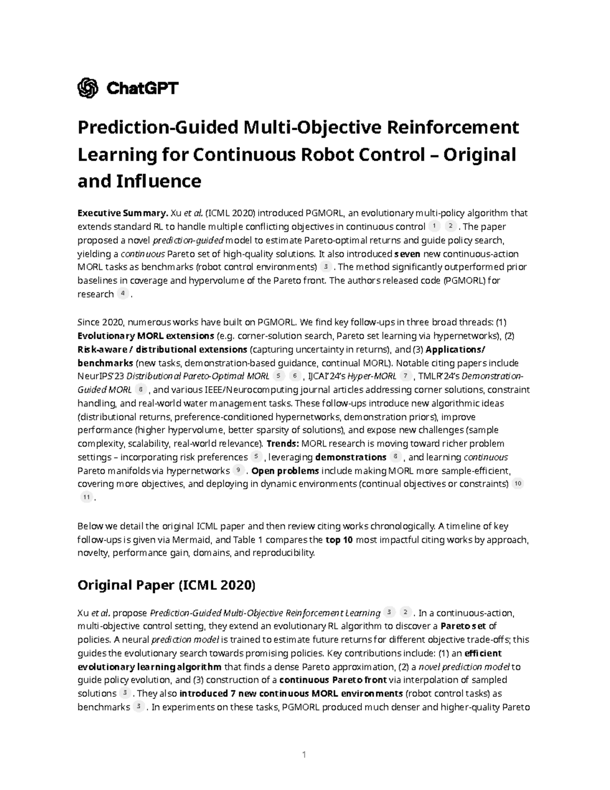 Prediction-Guided Multi-Objective Reinforcement Learning (PGMORL) for ...