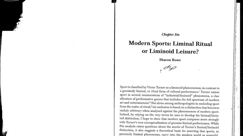 Rowe - Chapter 6: Modern Sports as Liminal Ritual or Liminoid Leisure ...
