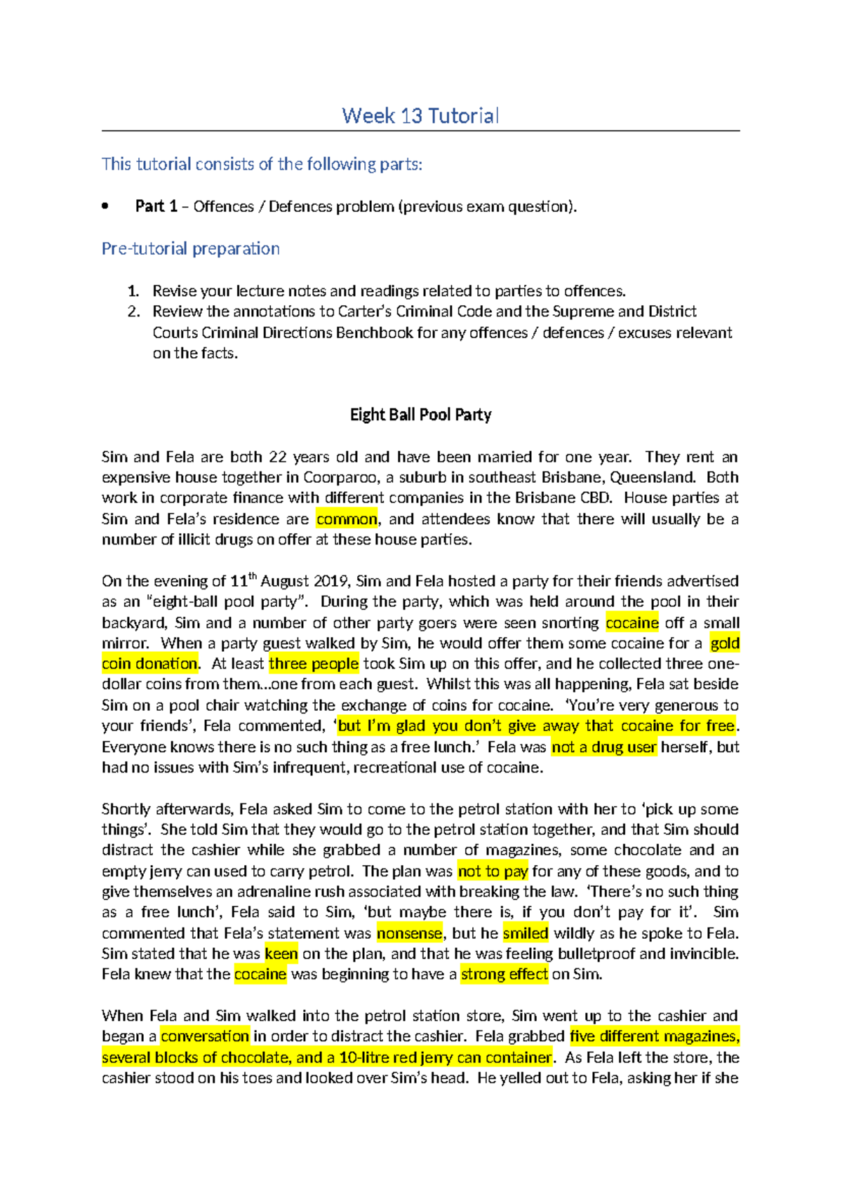 LLB106 TUT WK13 - Week 13 Tutorial This tutorial consists of the ...