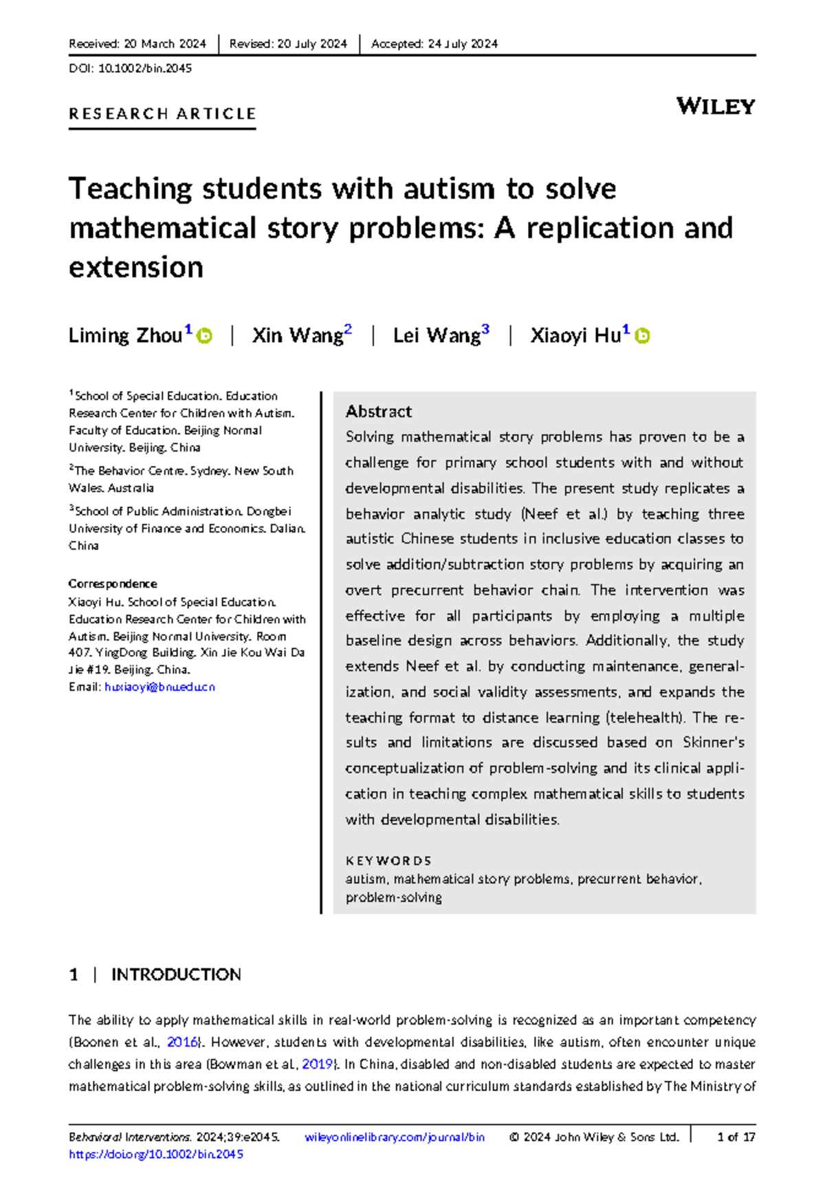 Teaching Students with Autism to Solve Math Story Problems: A Study ...