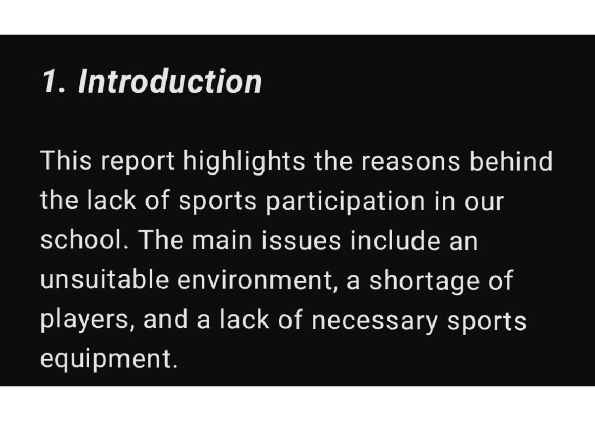 Report on Sports Participation Issues and Recommendations - PE101 - Studocu