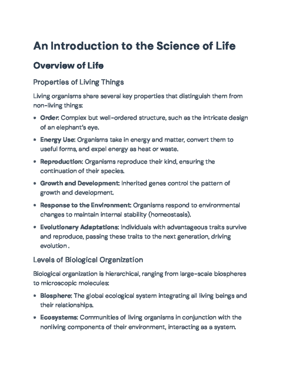 An Introduction to Biological Principles and the Scientific Method - An ...