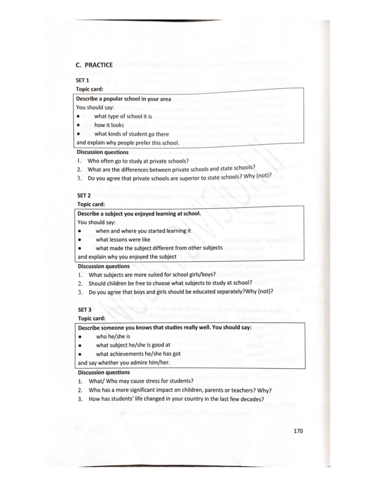 C. Practice Sets: Discussing Schools, Subjects, and Creativity - Studocu