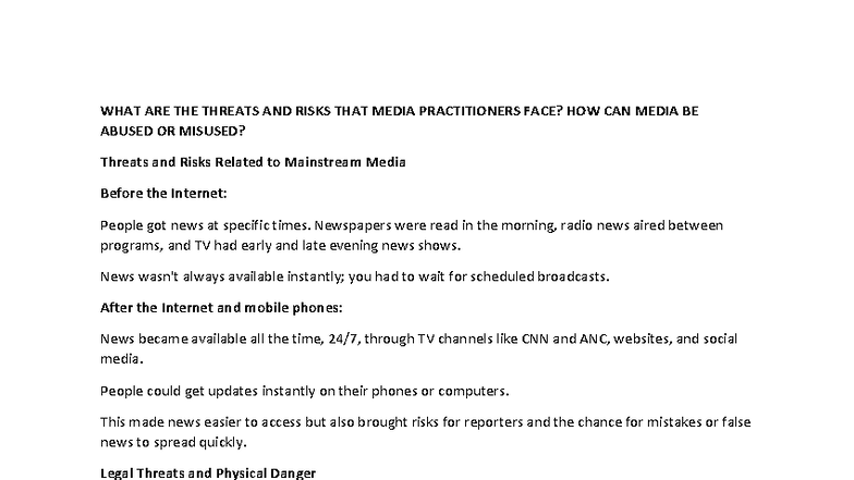 Media Risks and Threats: Understanding Challenges for Practitioners ...