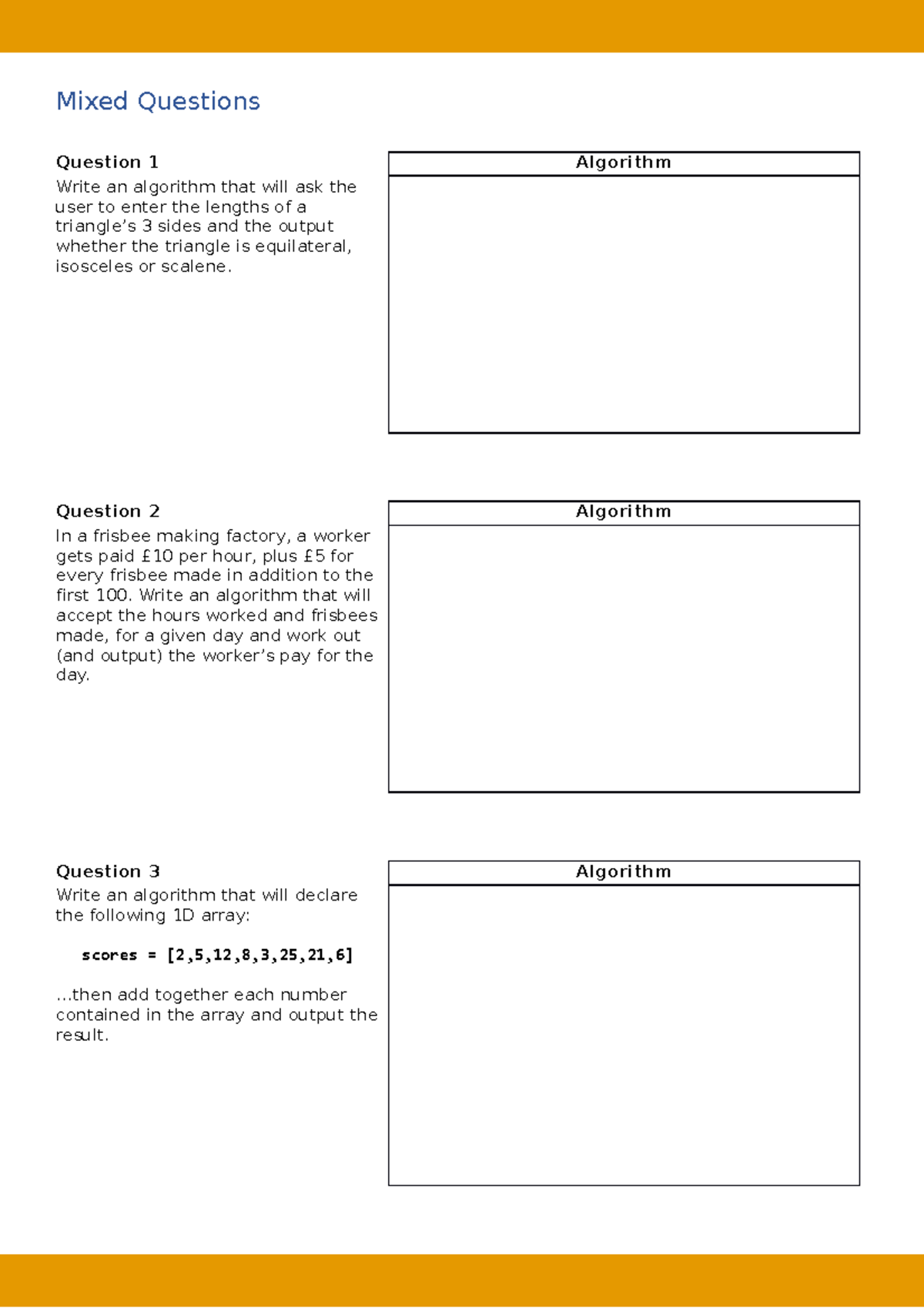 CS101 Mixed Algorithm Questions and Solutions - Studocu