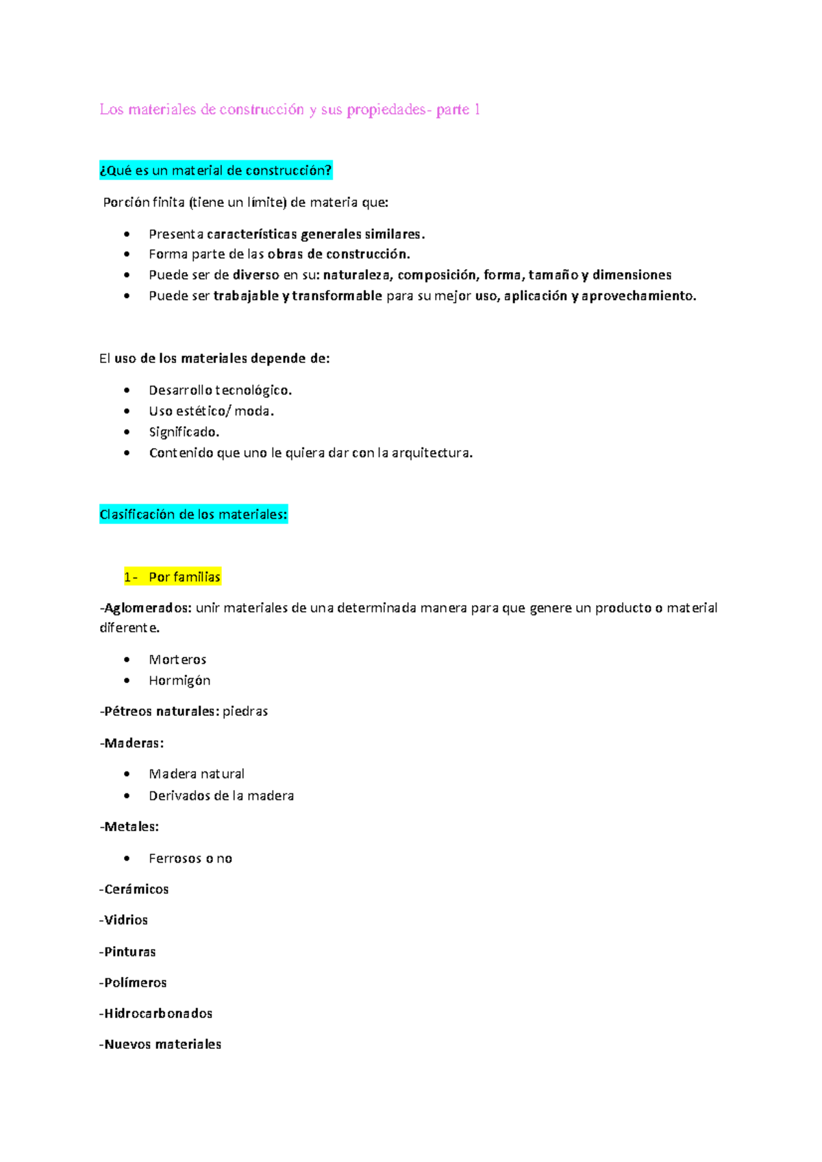 Materiales de Construcción: Características y Clasificación - Cód ...
