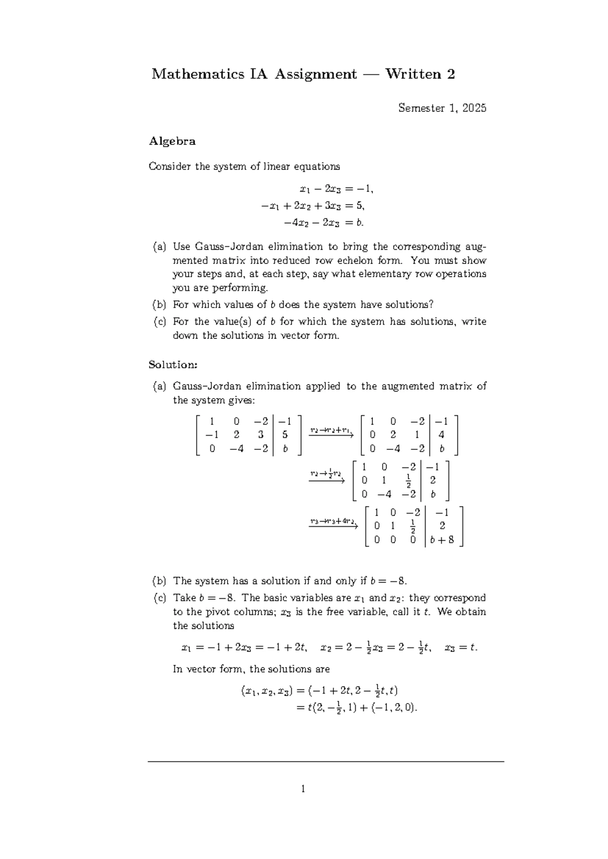 Mathematics IA Workshop 2: Solving Linear Systems & Inverse Functions ...