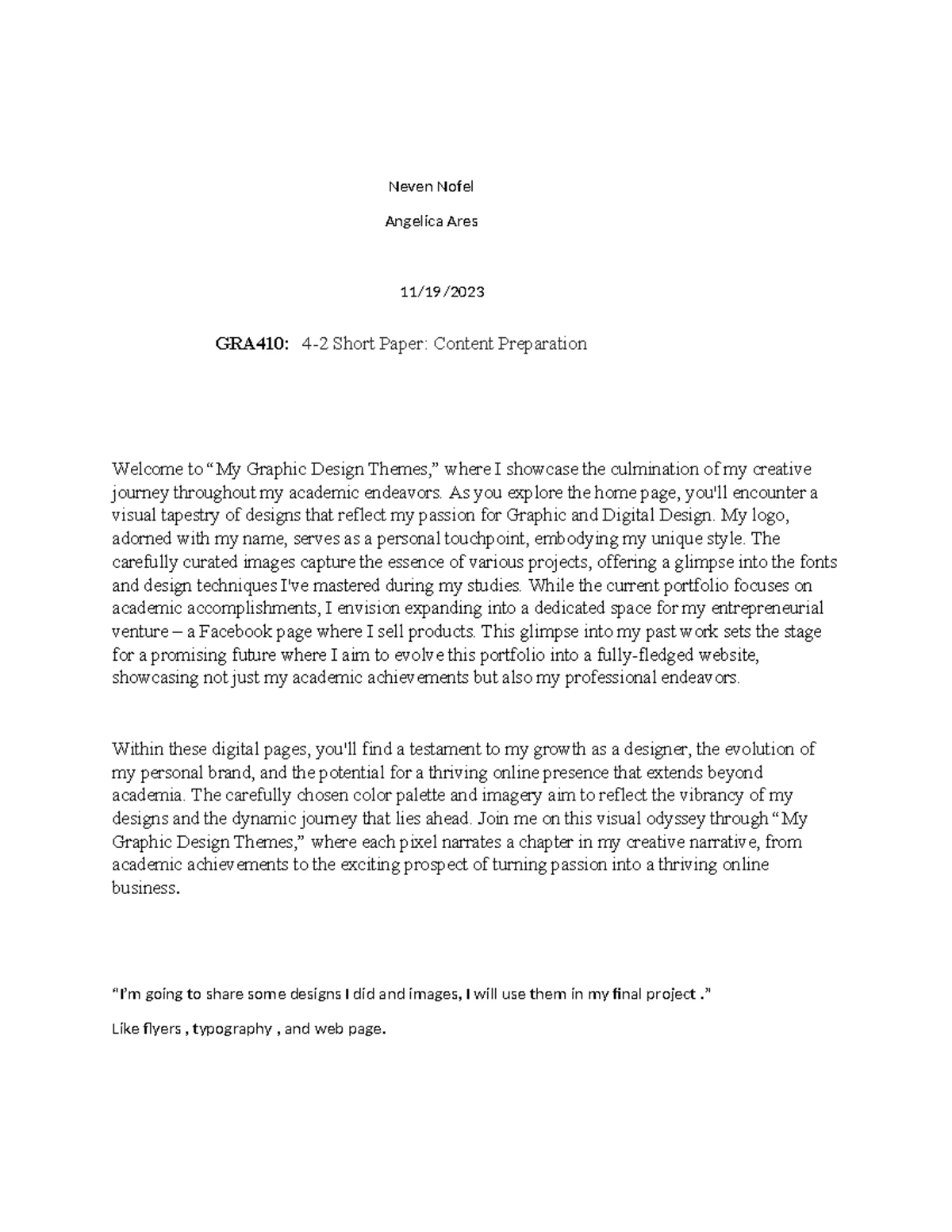 Assignment 6-2 - NONE - Neven Nofel Erika Goines GRA 354 5/16/ 6-2 ...