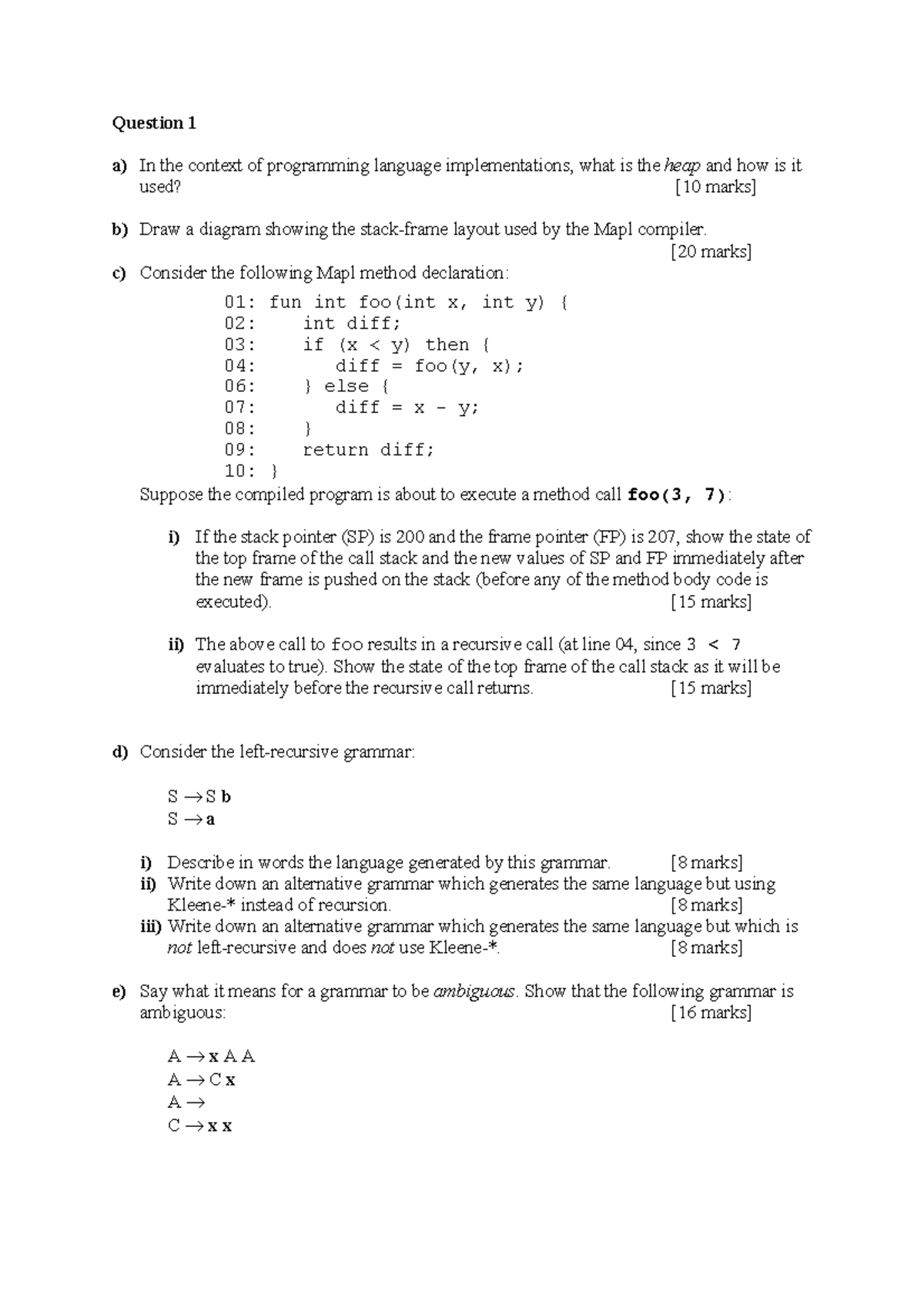 Mapl Programming Language: Sample Practice Exam Questions (14 May 2019 ...