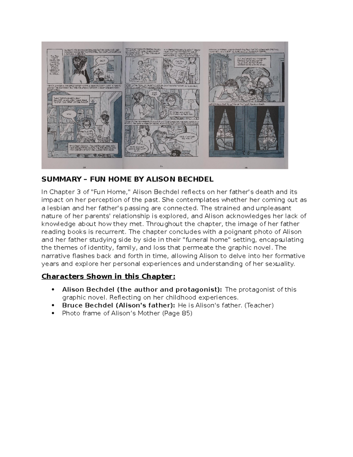 Fun Home Chapter 3 Analysis: Family Dynamics & Identity - Studocu