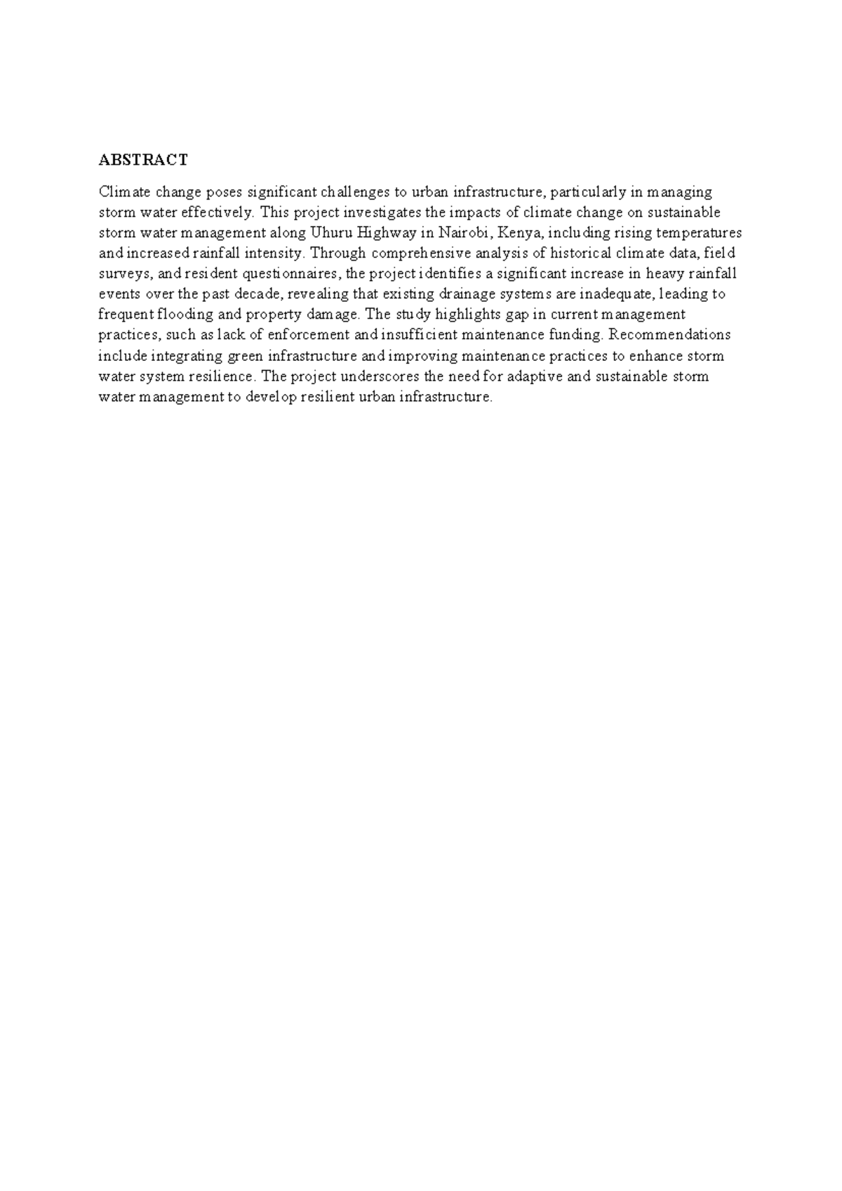 Absract 4 - The abstracts for today's lesson - ABSTRACT Climate change ...