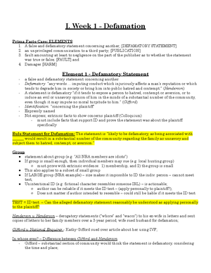 Torts law study outline: key concepts and case summaries - Studocu