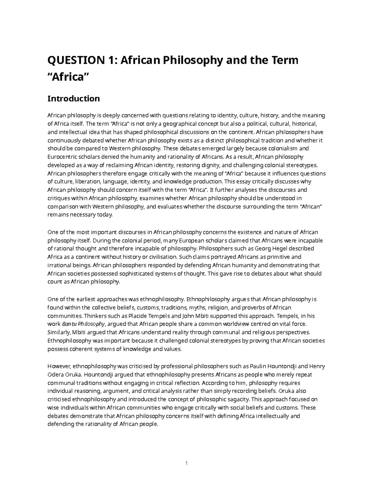 Pls1502 Final Exam Essays on African Philosophy and Communitarianism ...