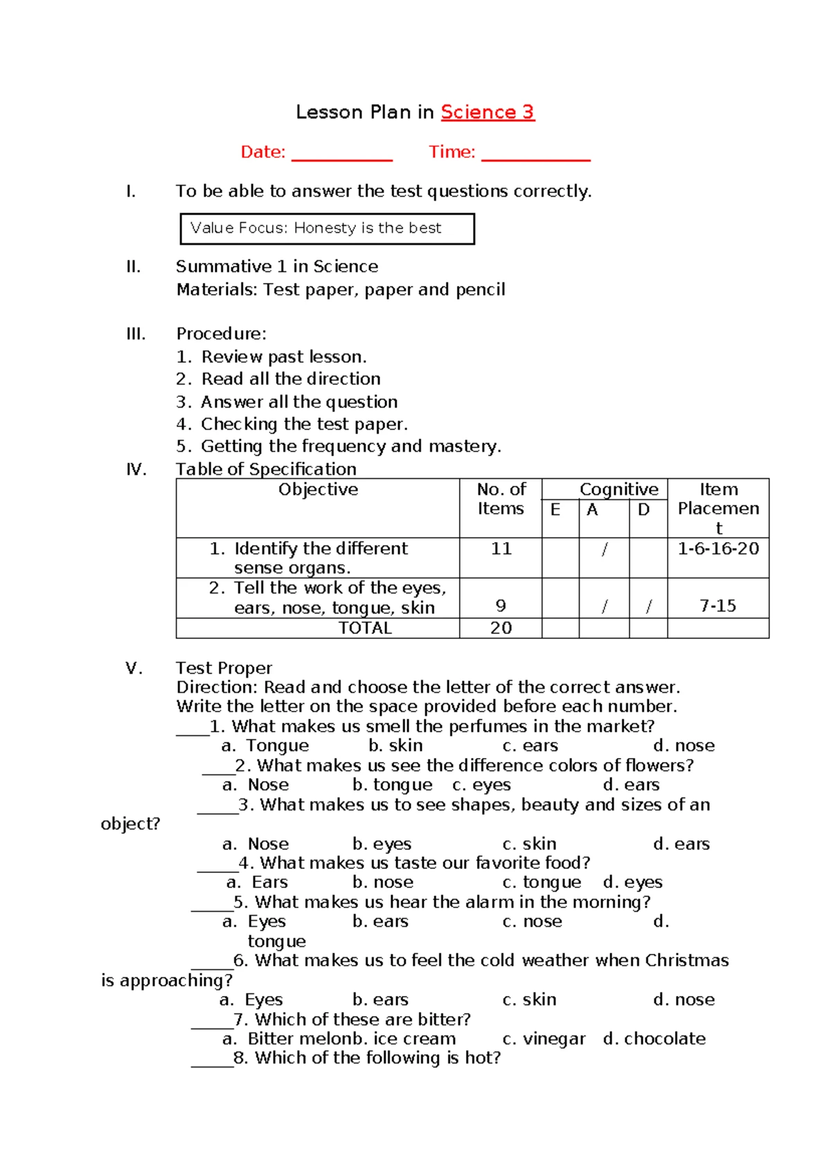 Grade 8 Cookery Lesson 1: Kitchen Tools & Equipment Overview - Studocu