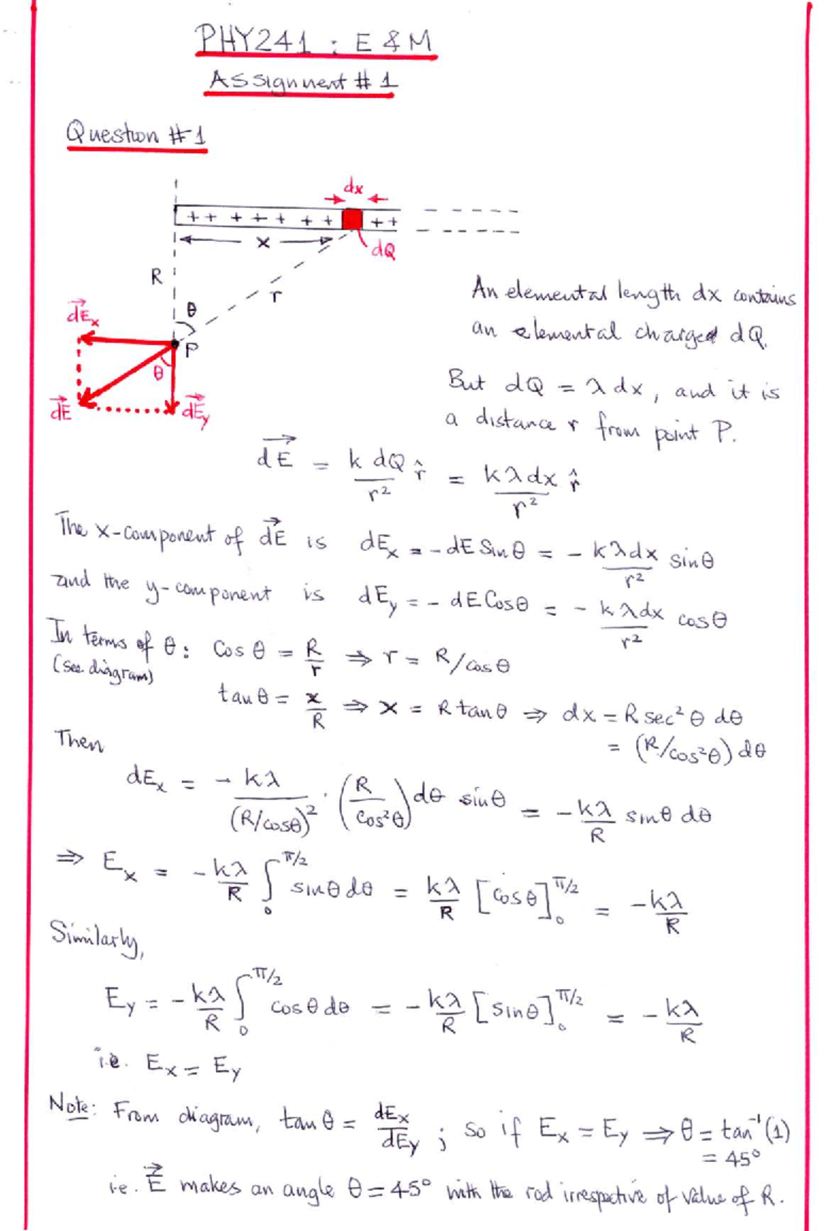 PHY241: E&M Assignment 1 - Electric Field Calculations and Analysis ...