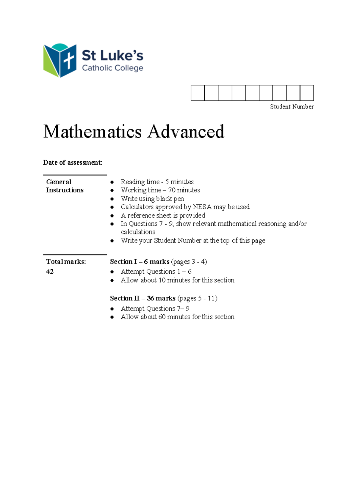 Mathematics Advanced AT2 2026 - Assessment Instructions and Questions ...