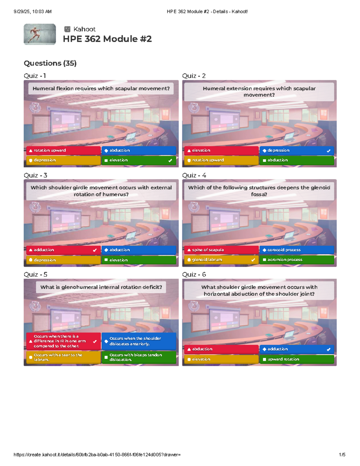 HPE 362 Module #2 - Kahoot Quiz Questions and Concepts Review - Studocu
