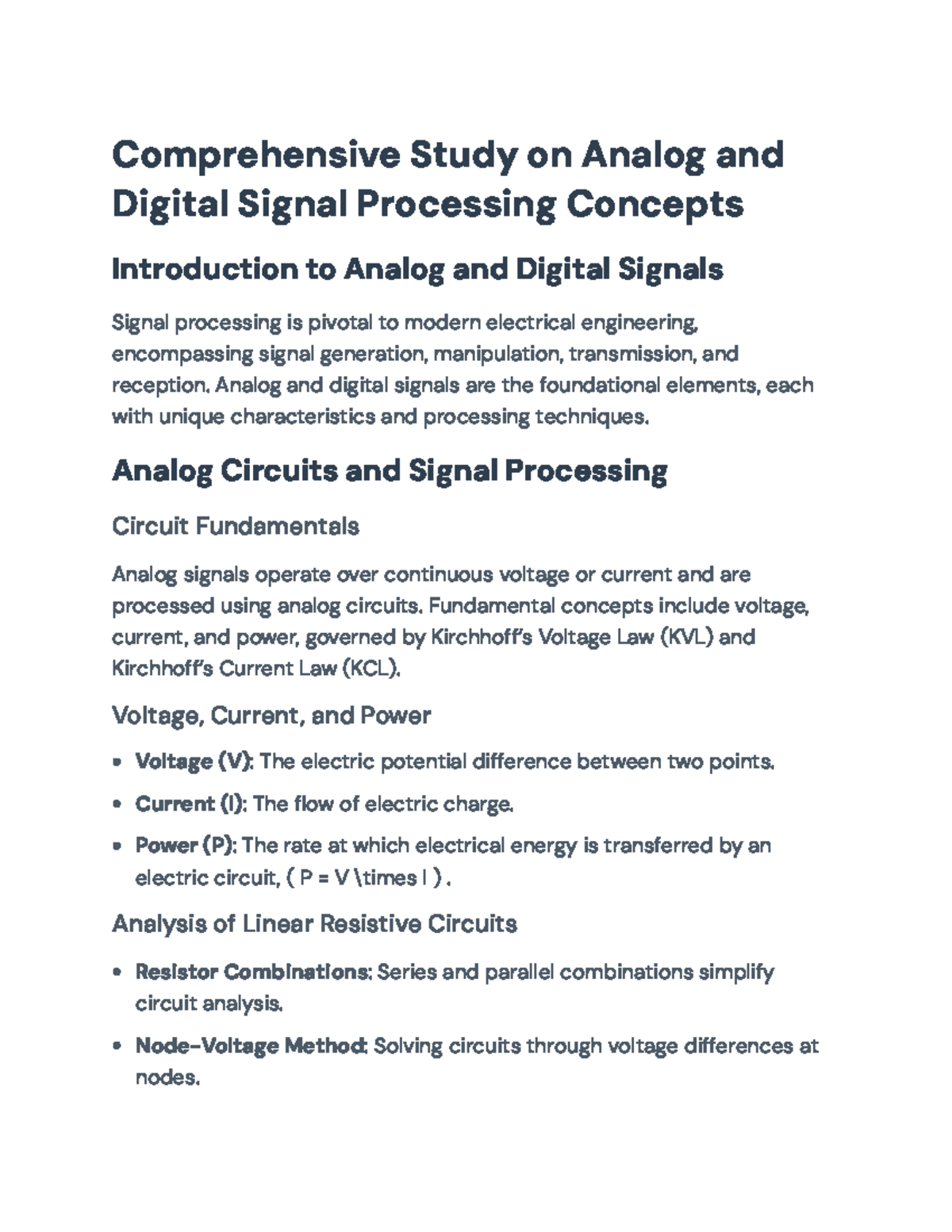 Comprehensive Study on Analog and Digital Signal Processing (EE 101 ...