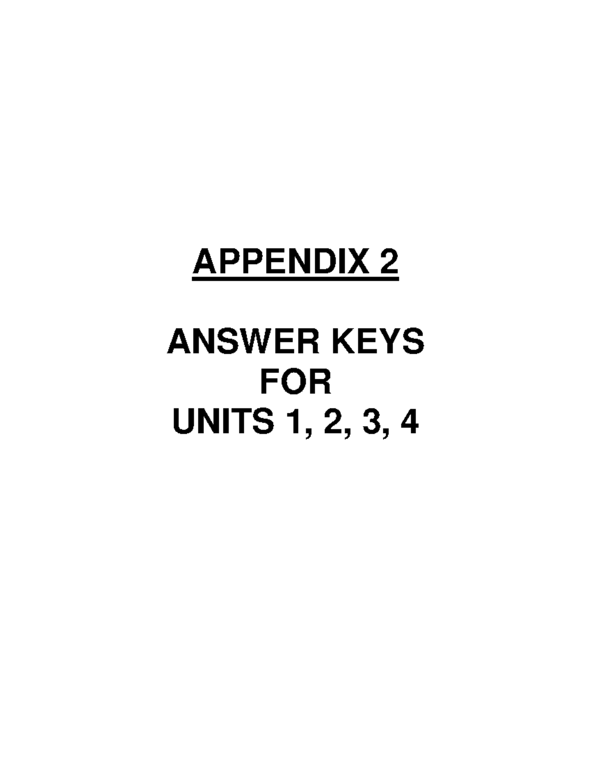 Answer Keys - Obrec TSP Appendix 2 for Units 1 to 4 - Studocu