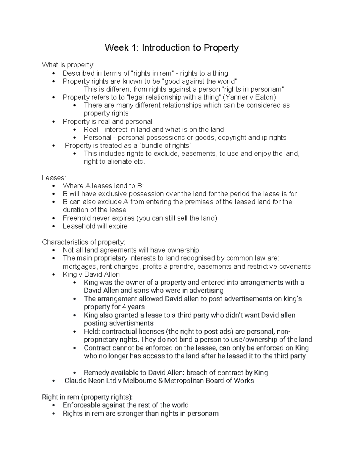 Property Law 101: Week 1 - Introduction to Property Rights and Concepts ...