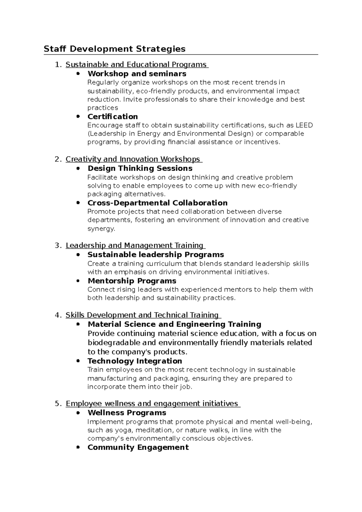 Staff Development Strategies - Sustainable and Educational Programs ...