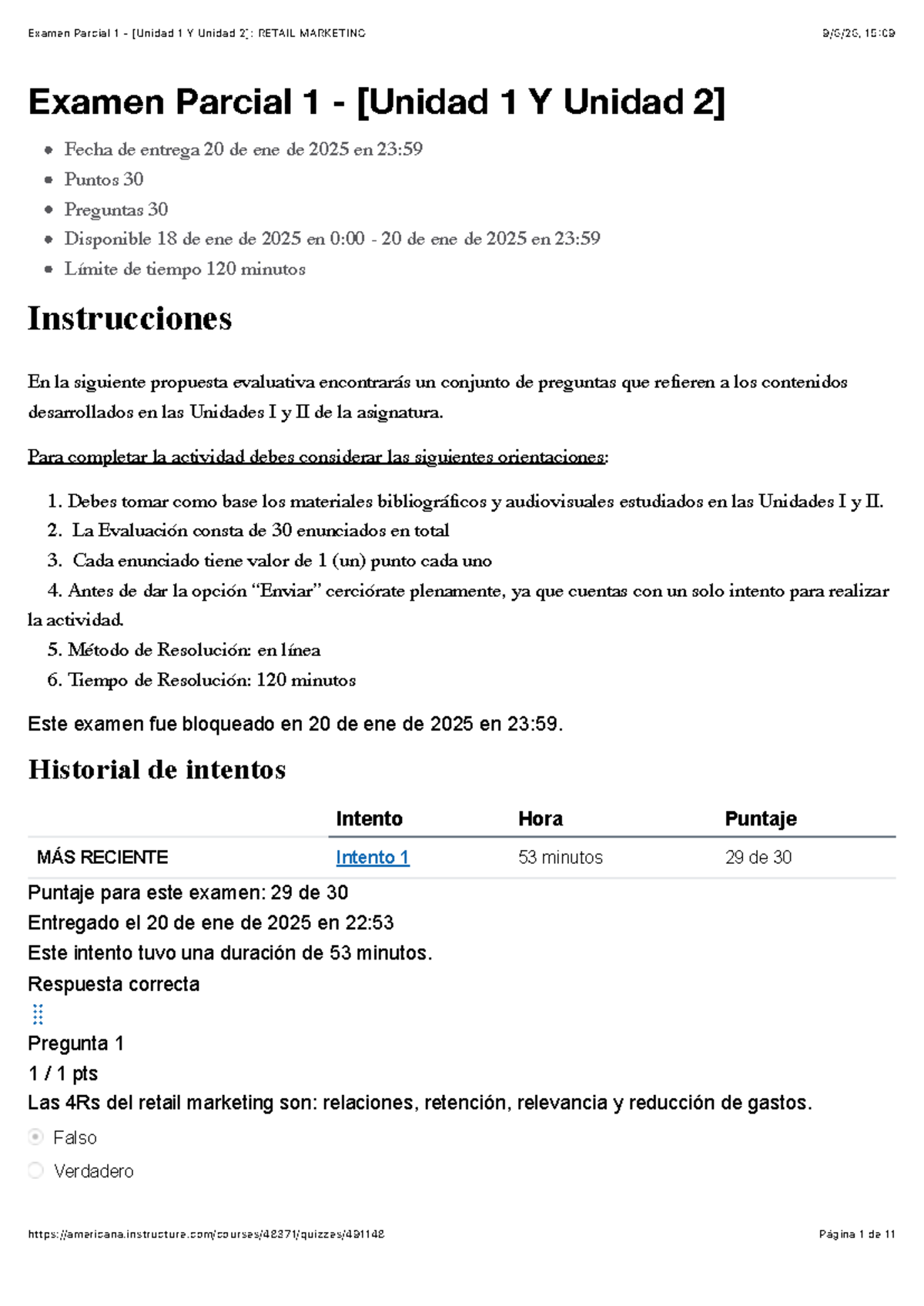 Examen Parcial 1 - Unidades I y II: Retail Marketing - Studocu