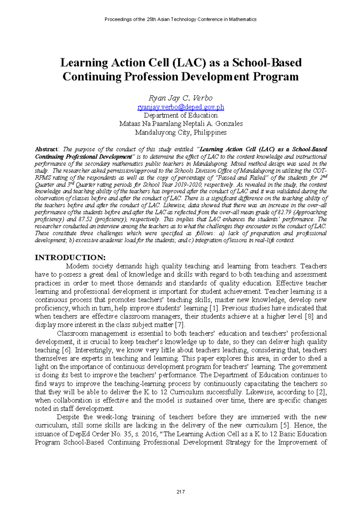21782 - Learning Action Cell (LAC) Enhancing Teacher Performance - Studocu